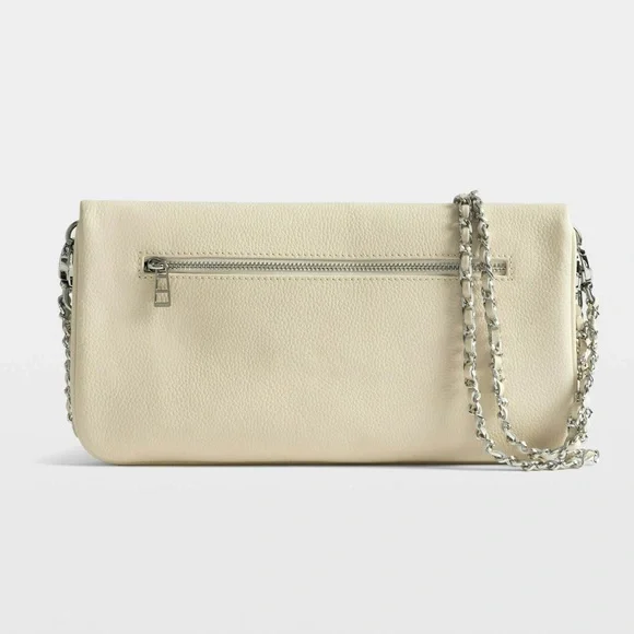 NWT Zadig & Voltaire Rock Grained Leather Shoulder Crossbody Bag Clutch - Flash
